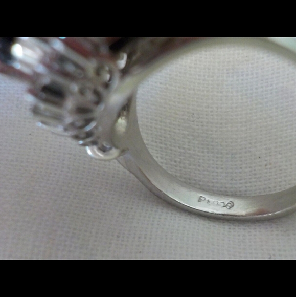 Platinum Royal Blue Genuine Sapphire Diamond Ring I - Picture 4 of 4